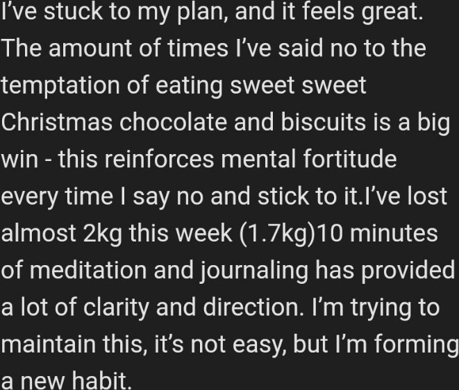 Client message about sticking to the plan
