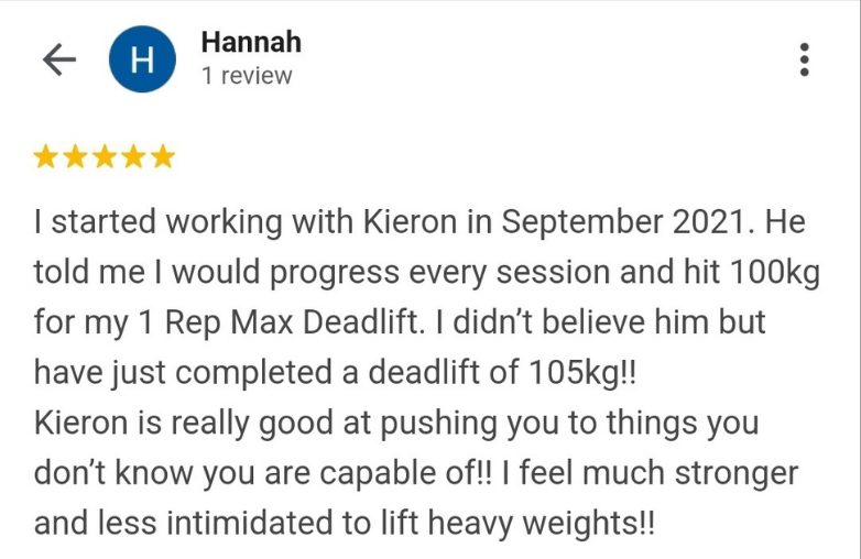 Hannah's Google review