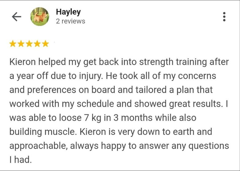 Hayley's Google review