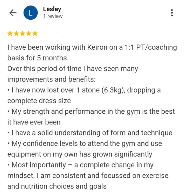 Lesley's Google review